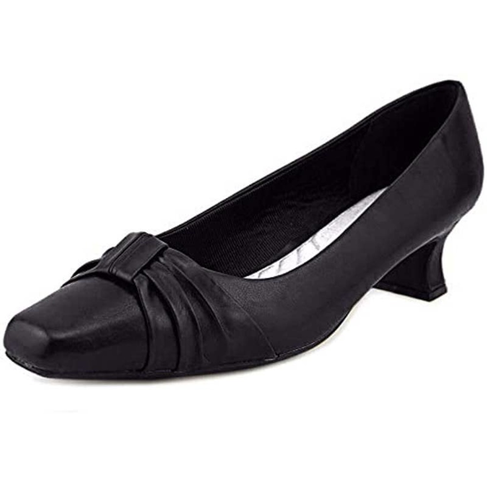 Easy Street Womens Waive Square Toe Kitten Pumps - Black - Size 6.5 D